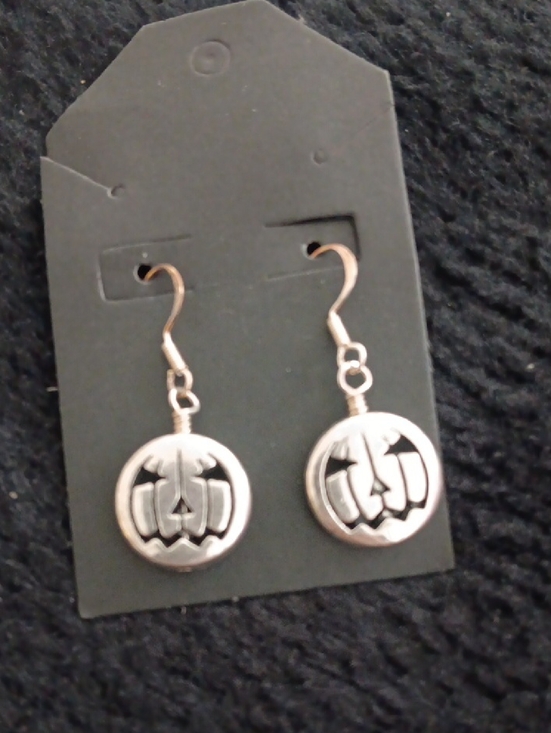 Jewelry - Silver Pumpkin Dangle Earrings